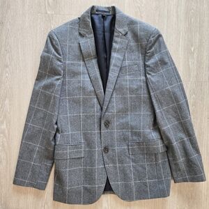 J. Crew Ludlow Suit Jacket in Windowpane Italian Wool Flannel 36S Academia